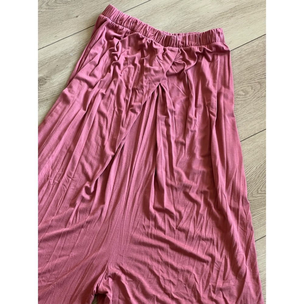 Jules Wide Leg Culottes Pants XS/S Cropped Mauve Elastic Waist - Picture 3 of 5